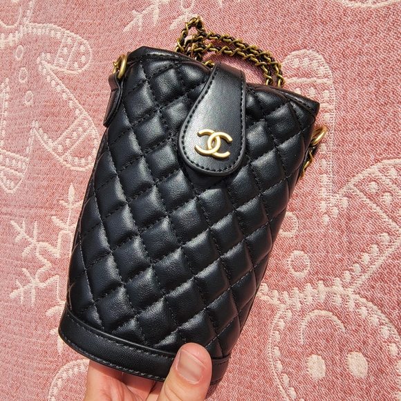 Black Quilted Mini Bag with Gold Accents - Picture 5 of 9